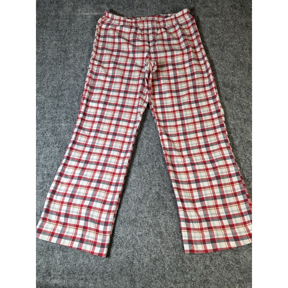 GapBody Womens M Plaid Lounge Pants Cotton Roll Tab Casual Lounge Basic